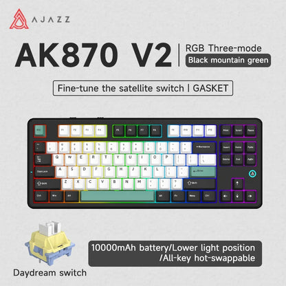 Ajazz AK870 V2 Gaming Mechanical Keyboard is a Hot-Swappable RGB Wired Gaming Keyboard Suitable for Various Scenarios on Laptops
