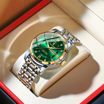 Trendige, luxuriöse POEDAGAR-Herrenarmbanduhr, wasserdicht, aus Edelstahl, mit Leuchtzeigern, Datumsanzeige und Quarzwerk.