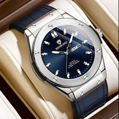 Montre en cuir pour homme, style décontracté et professionnel, montre de luxe pour homme, montres automatiques, montres-bracelets à quartz tendance pour homme, Relojes De Hombre