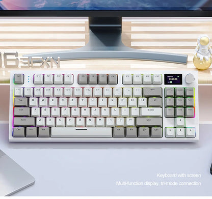 ATTACK SHARK K86 Mechanical Keyboard with Metal Knob, TFT Smart Color Screen, 87-key Layout, RGB Lighting, and Three-mode Connection