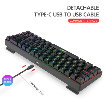 Hot Sale! 69-Key RGB Backlit Wired Gaming Keyboard, 68% Compact Design, A Must-Have Gadget for Office Workers and Gamers