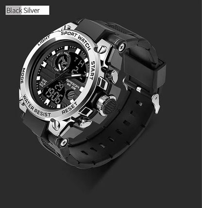 SANDA Montres de luxe haut de gamme pour homme, montre militaire, montre-bracelet sportive étanche, montre à double affichage, Relogio Masculino