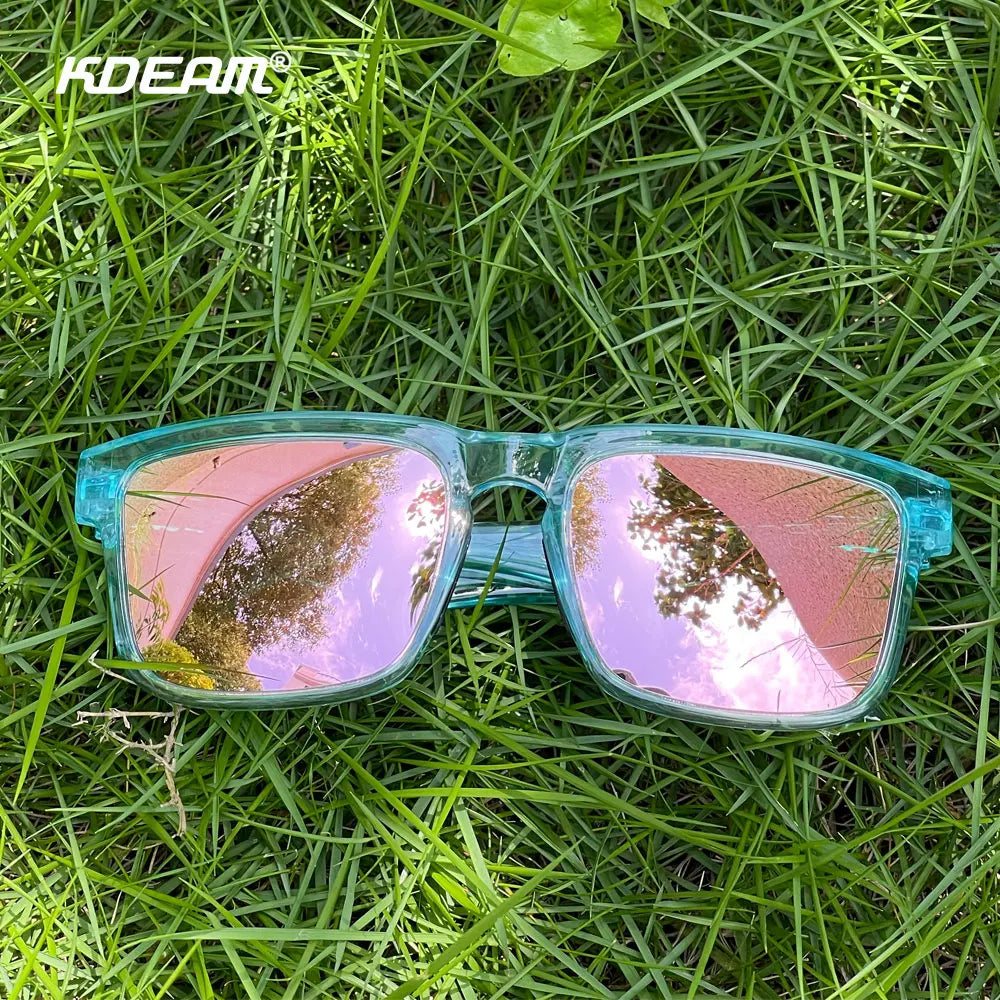 KDEAM Unisex Square Sunglasses Polarized Flash With Stylish Mirrored Pink Sun Glasses New Colors KD332