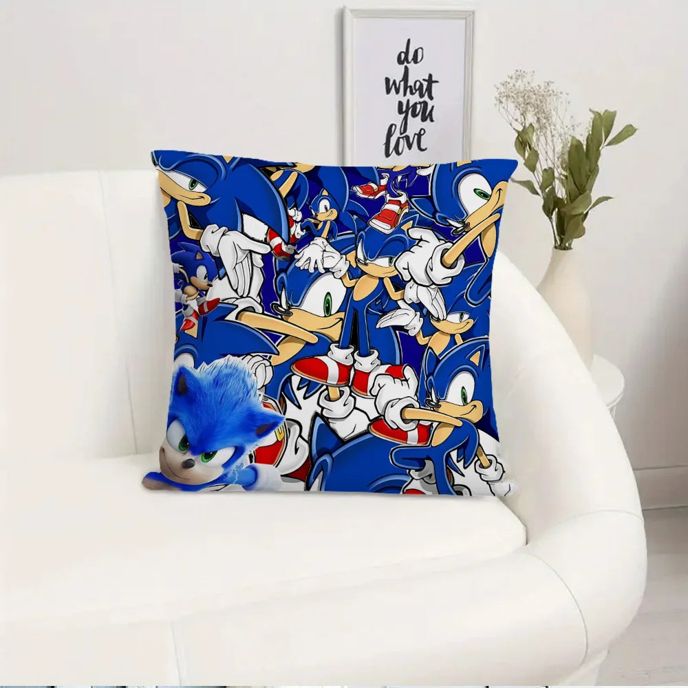 Cartoon Pillow Covers Cartoon Sofa Decorative Home Double-sided Printing Short Plush Cute Cushion S-Sonic The H-Hedgehog Cover