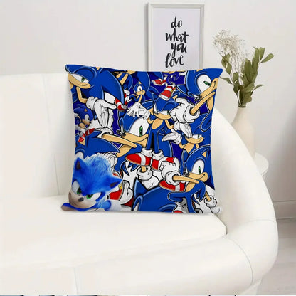 Cartoon Pillow Covers Cartoon Sofa Decorative Home Double-sided Printing Short Plush Cute Cushion S-Sonic The H-Hedgehog Cover