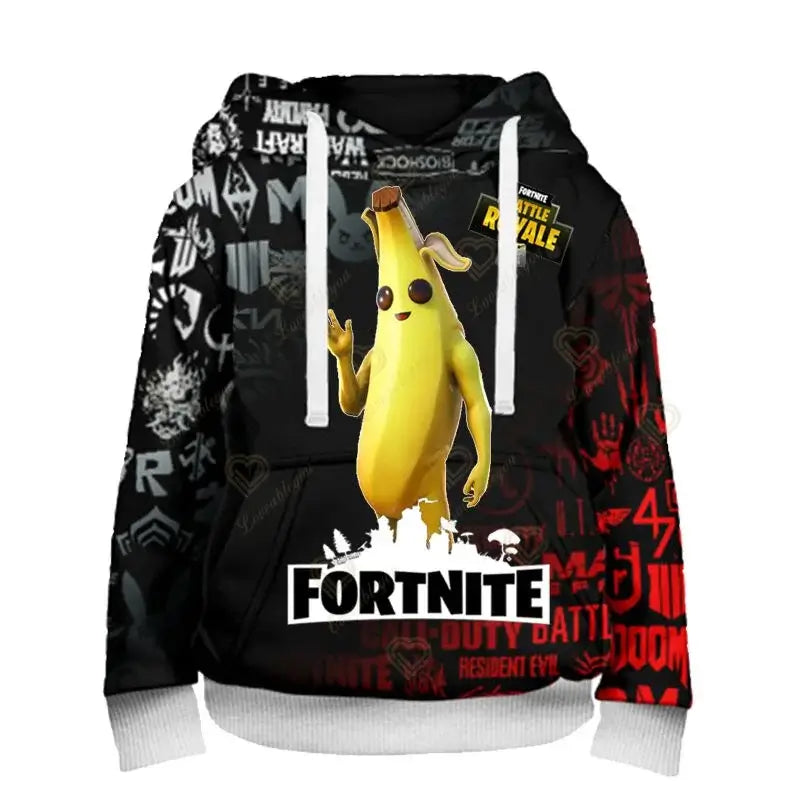 Φούτερ με κουκούλα Fortnite Peely Print New Design για άνδρες, γυναίκες και παιδιά, μακρυμάνικο, μοντέρνο casual streetwear pullover