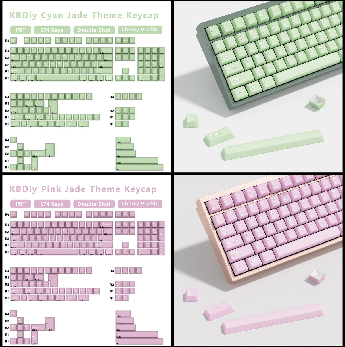 KBDiy GMK MarrsGreen Keycap Cherry Profile Double Shot PBT ISO Keycaps For DIY Gamer Mechanical Keyboard Kit Gaming Point KeyCap