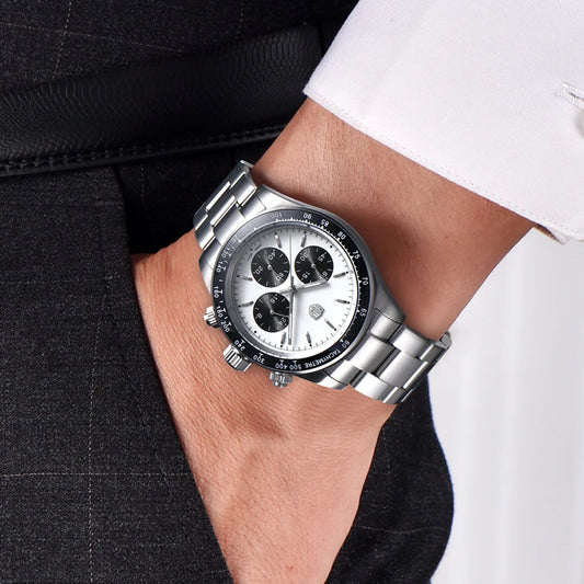 Orologi da uomo Rolls Timi Panda – Cronografo al quarzo, modello di lusso, vetro zaffiro con trattamento antiriflesso, impermeabile, stile sportivo