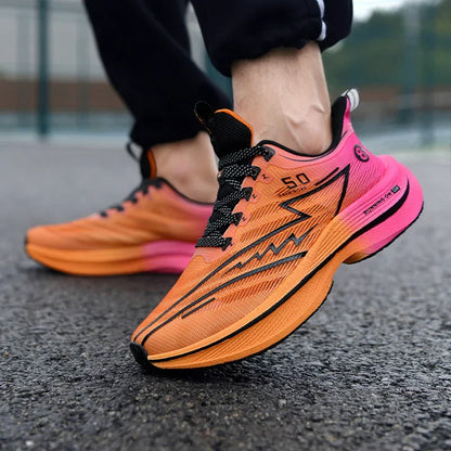 Herren-Sportschuhe – professionelle, gedämpfte Laufschuhe mit Carbonplatte, atmungsaktive Schnür-Sneaker für Freizeit, Marathon und Training