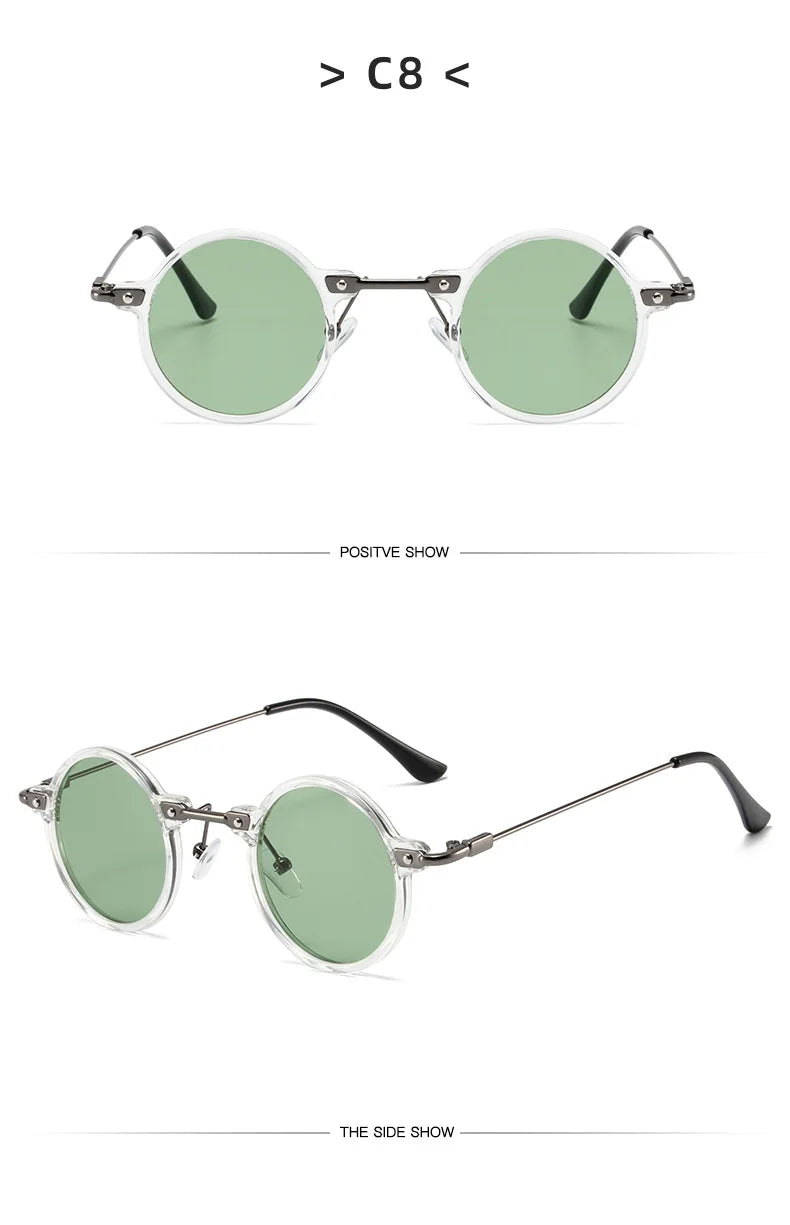 Runde Sonnenbrillen für Männer und Frauen, Retro-Steampunk-Sonnenbrillen, Herren- und Damenbrillen, Marken-Designerbrillen, Metallrahmen, Sonnenbrillen, Oculos De Sol