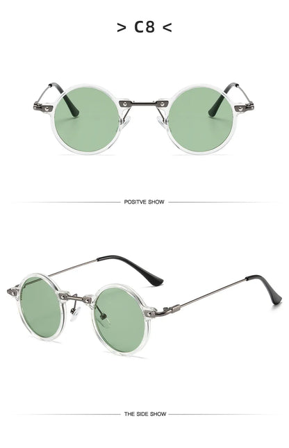 Runde Sonnenbrillen für Männer und Frauen, Retro-Steampunk-Sonnenbrillen, Herren- und Damenbrillen, Marken-Designerbrillen, Metallrahmen, Sonnenbrillen, Oculos De Sol