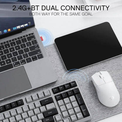 Redragon BK7114 Low-Profile 2.4G BT Wireless Computer 98 Keys Slim Office PC Scissors Mechanism Tactile Quiet Keystroke Keyboard