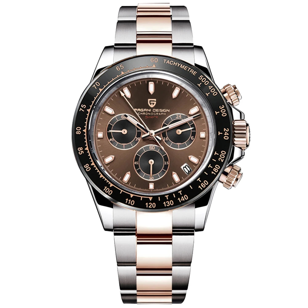 Orologio cronografo da uomo PAGANI DESIGN – Orologio da polso al quarzo di lusso, luminescente e impermeabile.