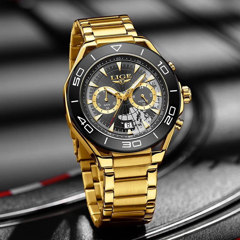 LIGE Luxusuhren für Herren, Freizeit- und Business-Uhren, Herrenmode, wasserdichte Militär-Quarzarmbanduhren für Herren, Montre Homme