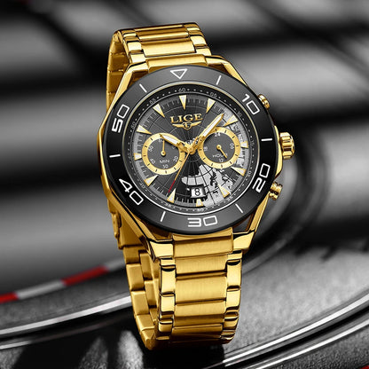 LIGE Luxusuhren für Herren, Freizeit- und Business-Uhren, Herrenmode, wasserdichte Militär-Quarzarmbanduhren für Herren, Montre Homme