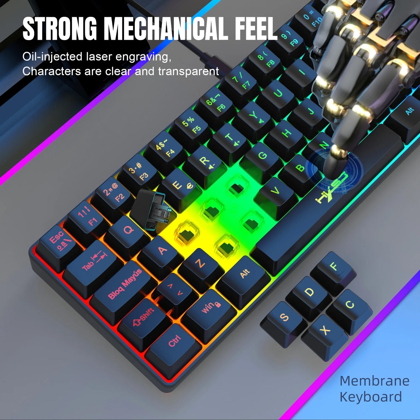 Hot Sale! 69-Key RGB Backlit Wired Gaming Keyboard, 68% Compact Design, A Must-Have Gadget for Office Workers and Gamers