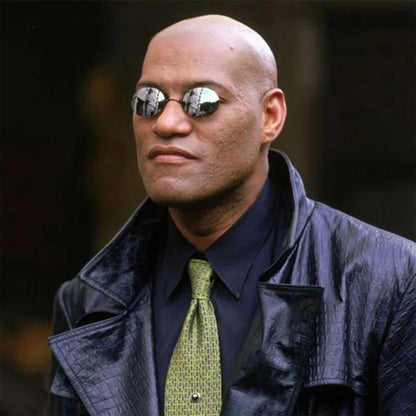 Runde randlose Sonnenbrille für Herren Matrix Morpheus Herren-Klassiker mit Nasenklammer Mini-Brille ohne Rahmen Marken-Designbrille UV400