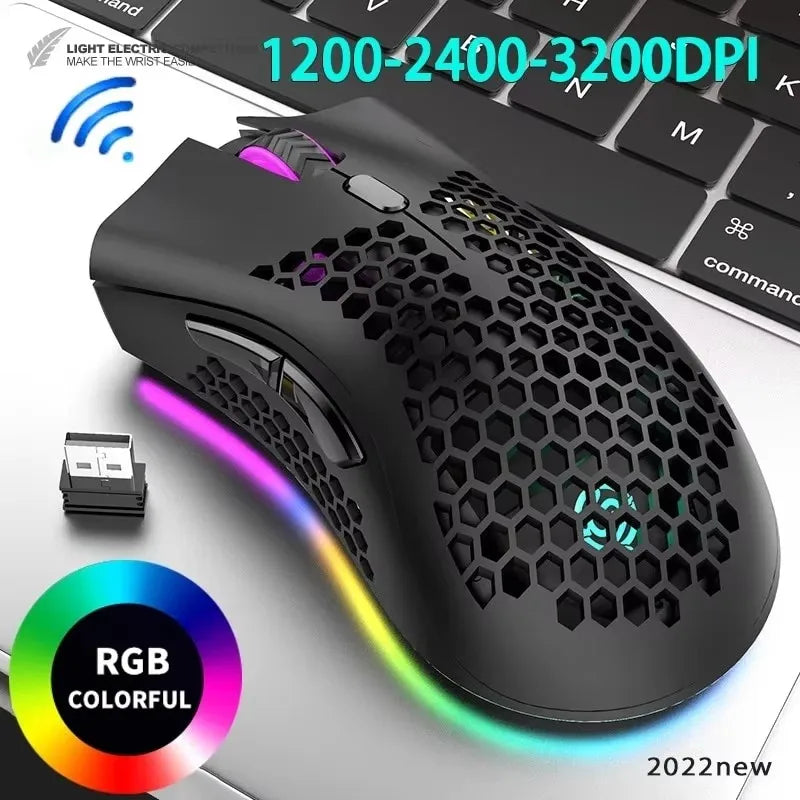 BM600 Rechargeable USB 2.4G Wireless RGB Light Honeycomb Gaming Mouse Desktop PC Computers Notebook Laptop Mice Mause Gamer