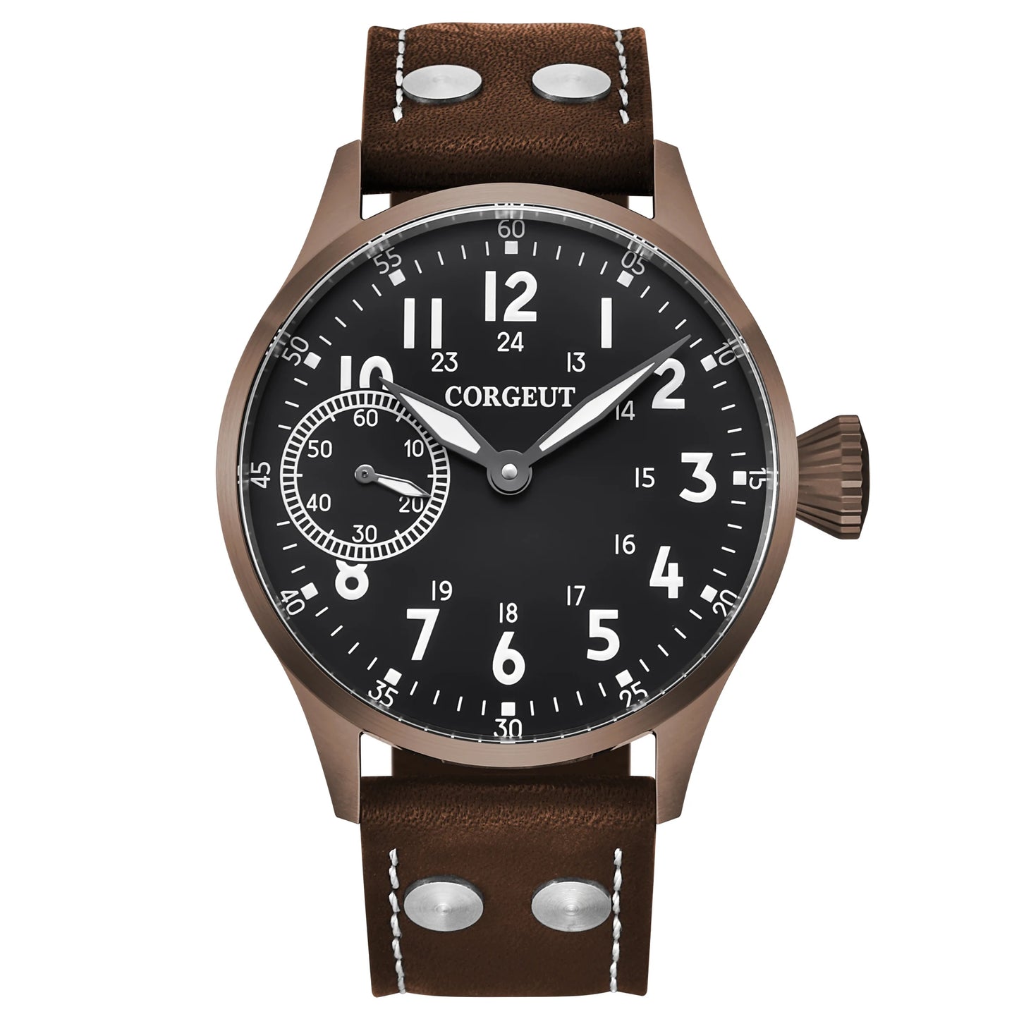 Corgeut Seagull ST3600 17 Jewelry 44mm Mechanical Watch Hand Wound Sapphire waterproof Watch Sports Leather Luxury 6497 Watch
