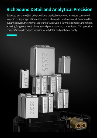 KZ Sonata 14BA Balanced Armature Drive in Ear Earphone Tuning Earbuds Hifi Monitoring Music Game Headphone 2PIN Cable