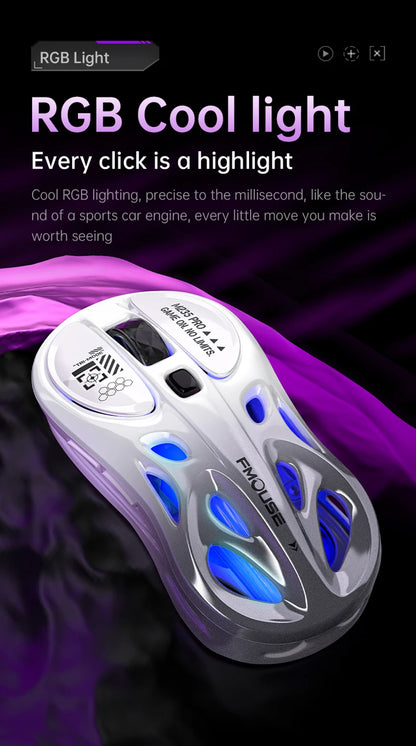 Wireless 2.4G Tri-Mode Rgb Gaming Mouse Hollow Lightweight Design With Chroma Lighting Wired Bluetooth E-Sports Mouse Controller