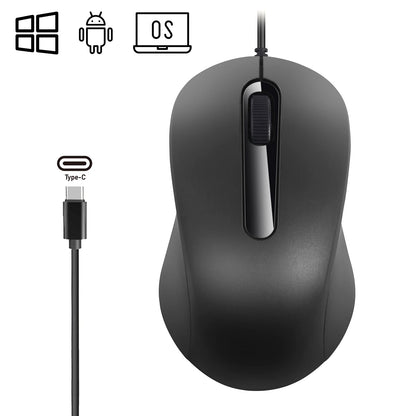 Silent 3D Mouse - Ergonomics Optical Mice 1000DPI For PC Laptop MacBook Tablet Phone, For Windows/MacOs/Android, USB-C