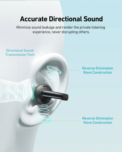 Baseus Bowie MC1 Ear Clip Wireless Earphones Bluetooth 5.4 Open-Ear Headphones Clip-On Sports Earbuds  IP57 Waterproof AI-Bass