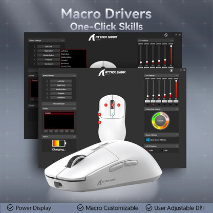ATTACK SHARK X6 49g SUPERLIGHT Gaming Mouse With Charging Dock, PixArt PAW3395 Gaming Sensor, BT/2.4G Wireless/Wired, 26000 DPI