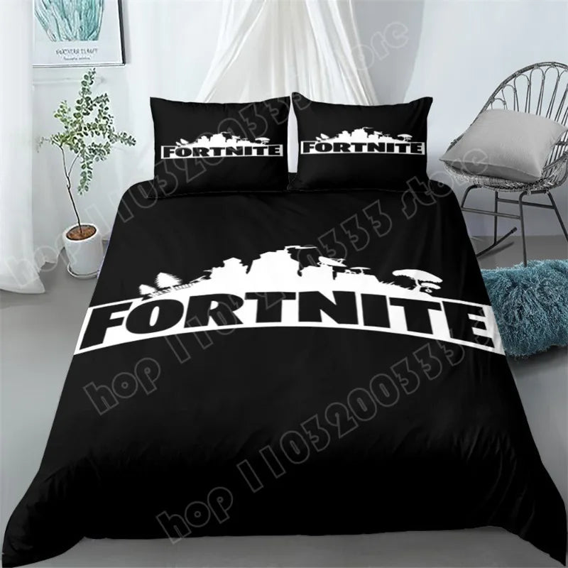Fortnite Bedding Set 3pcs 3D Printed Bedroom Bed Linens Game Cartoon Decorative Bedding Duvet Cover Pillowcase Birthday Gift