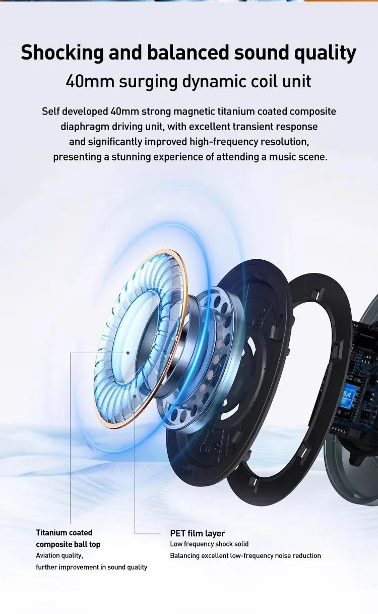 1MORE SonoFlow S Active Noise Canceling Wireless Headphones 42dB ANC Bluetooth Headsets Hi-Res Audio 90H Playtime