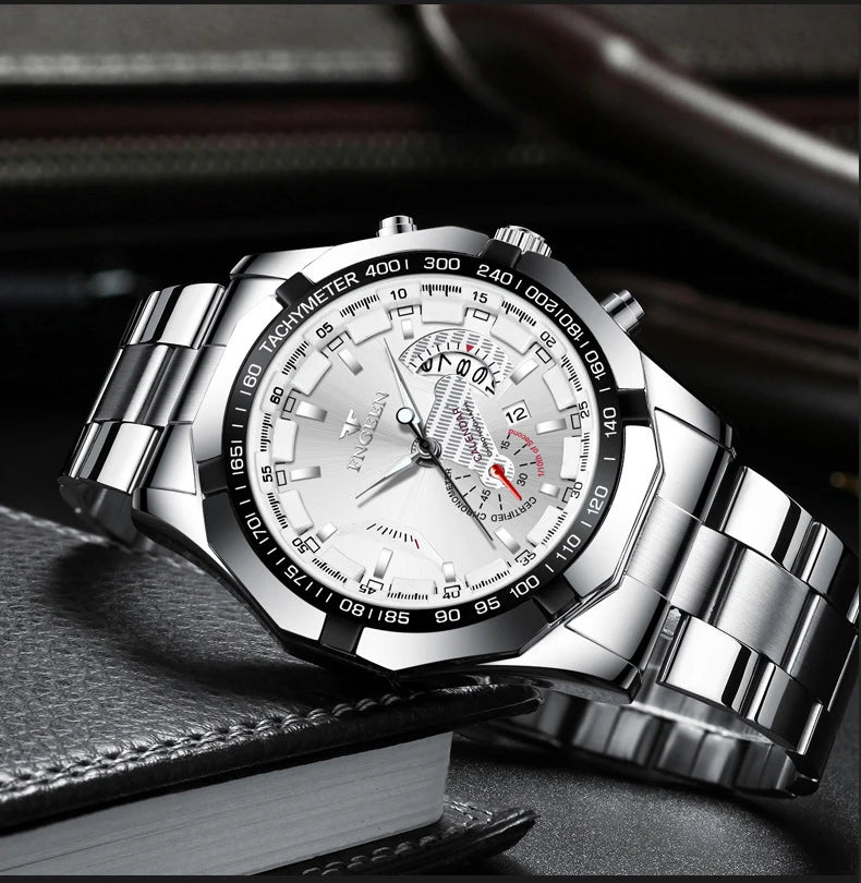 Montres-bracelets à quartz BINBOND Original pour homme : montres de luxe luminescentes, étanches, à date automatique, en acier inoxydable. Livraison gratuite.