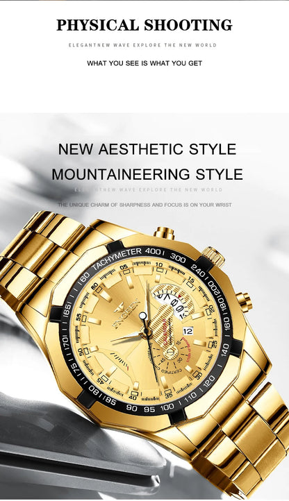 Montres-bracelets à quartz BINBOND Original pour homme : montres de luxe luminescentes, étanches, à date automatique, en acier inoxydable. Livraison gratuite.