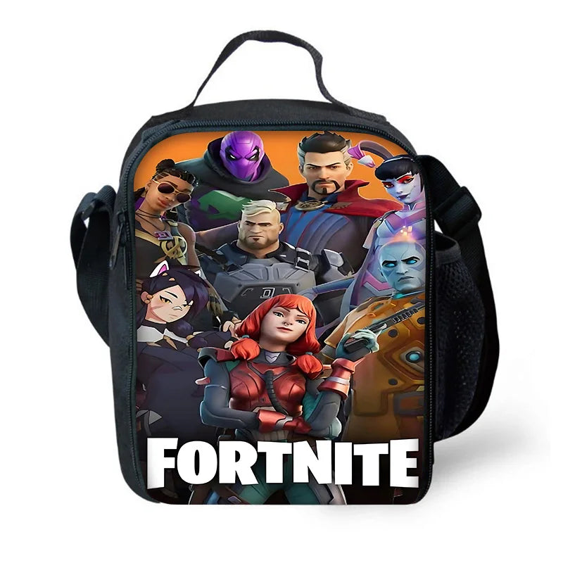 Детска голяма изолирана чанта F-FortniteS с голям капацитет за момчета и момичета, ученици, за пикник на открито, многократна термо хладилна кутия за обяд
