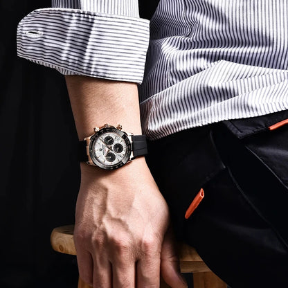 PAGANI DESIGN V2 40MM Reloj de cuarzo para hombre con esfera de meteorito, cristal de zafiro, cronógrafo retro y resistente al agua