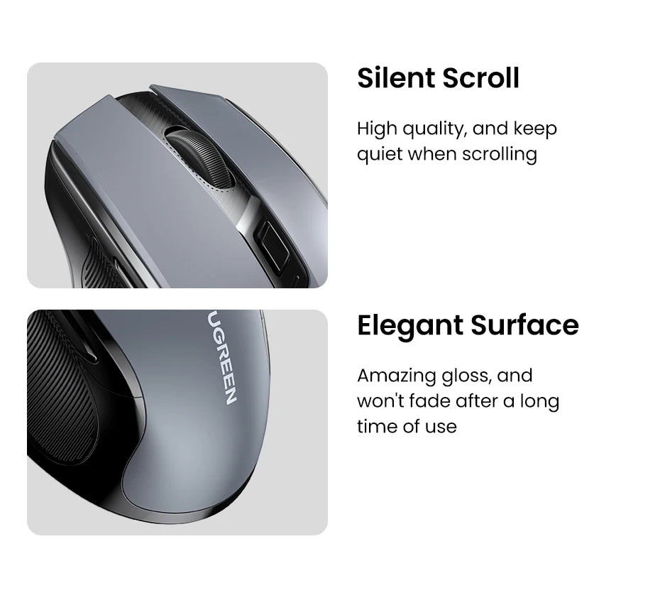 UGREEN Mouse Wireless Ergonomic Mouse 2.4GHz 4000 DPI Silent 6 Buttons For MacBook Tablet Laptop PC Mute Mice Quiet 2.4G Mouse