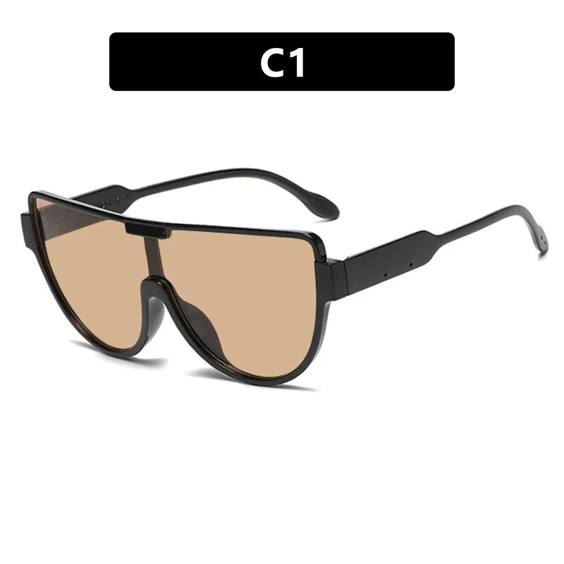 2025 New Design Monoblock Semi-round Sunglasses Designer Half Frame Goggle Shades Outdoor Oversized Sun Glasses for Women & Men