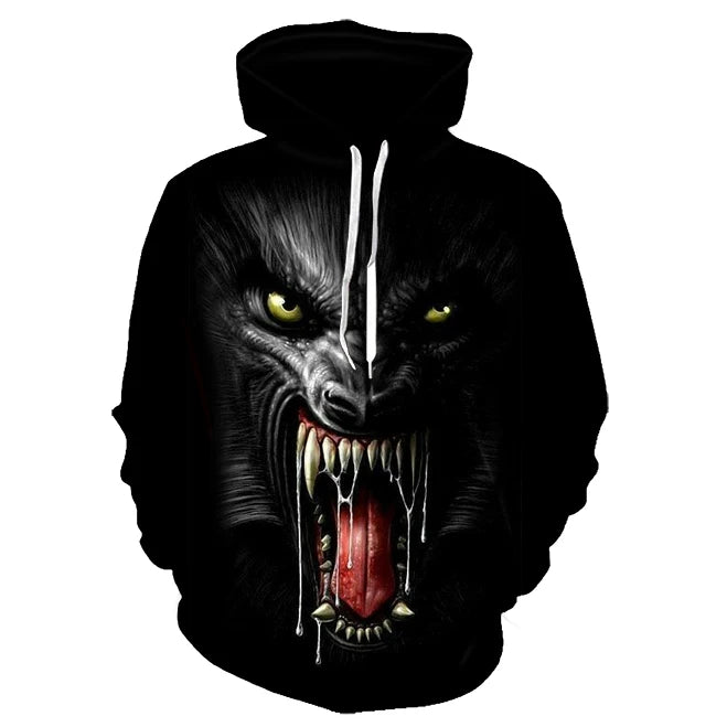 Mikiny s kapucí Animal Wolf s 3D potiskem pro muže i ženy, módní ležérní oversized pulovr, hip hop Harajuku streetwear hoodies