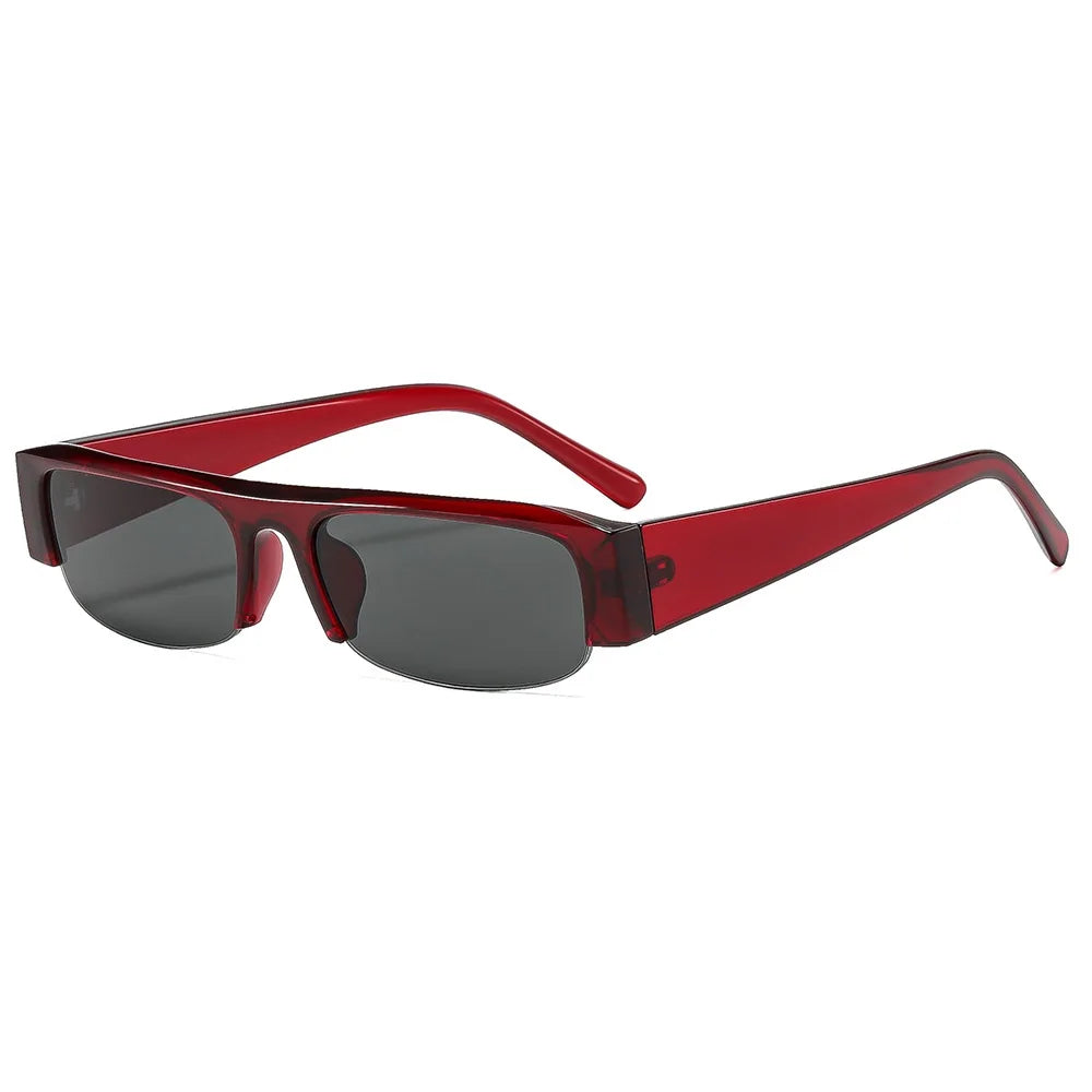 Vintage-Sonnenbrille mit kleinem, rechteckigem Halbrahmen in Schwarz, Leopardenmuster und Farbverlauf – trendige Damen-Sonnenbrille zum Autofahren