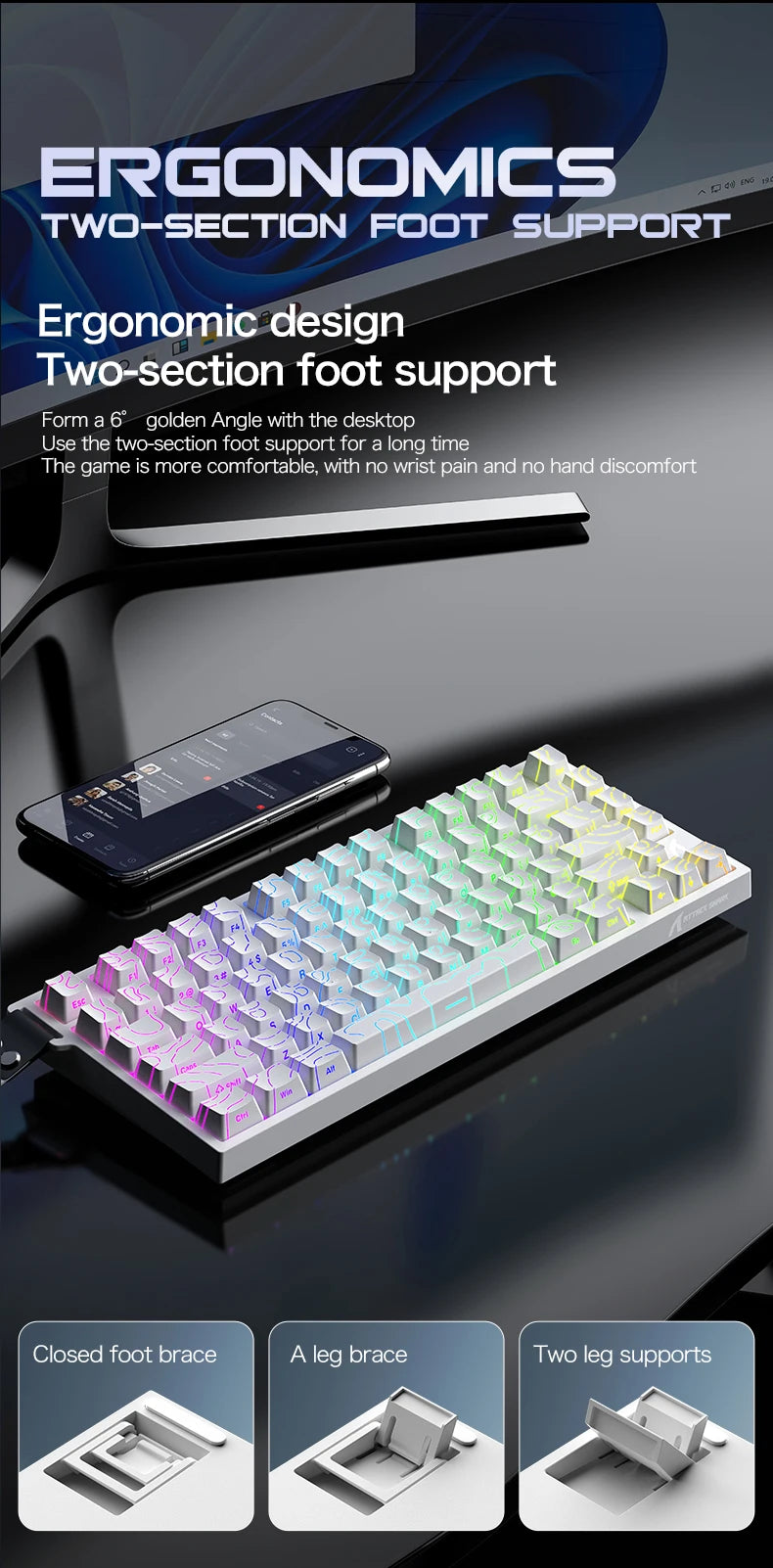ATTACK SHARK R82HE Gaming Keyboard Magnetic 75% Wired 8000Hz Rapid Trigger ProGamer Keyboard,0.005mm RT Accuracy,0.08ms Latency
