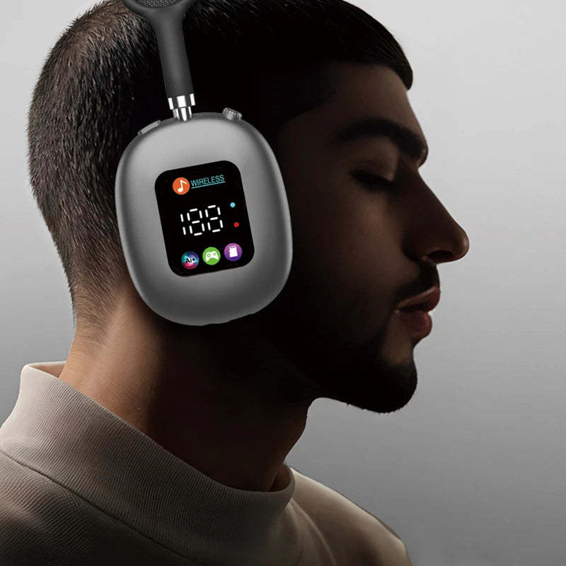 MAX600 Model New Wireless Active Noise Cancelling Headphones Hybrid Wireless Headphone With Touch Control LED Screen 2025 Hot