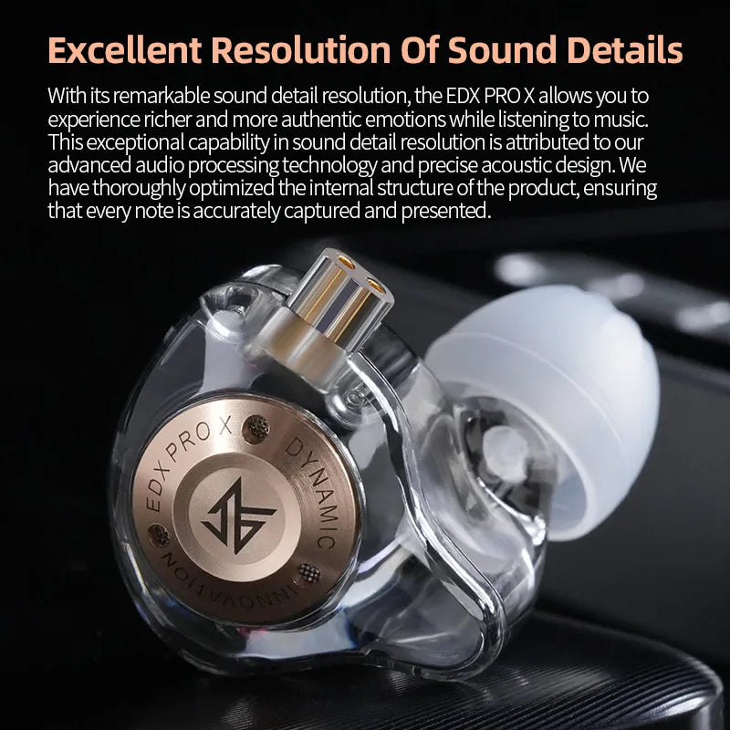 KZ EDX PRO X Wired Earphones HIFI Stereo Bass Earbud Gaming Sport Music Noise Cancelling Headset Detachable Cable