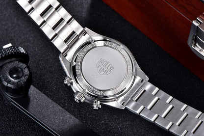 Relógios masculinos Rolls Timi Panda – Cronógrafo de quartzo, modelo de luxo, vidro de safira com tratamento antirreflexo, estanque, estilo desportivo