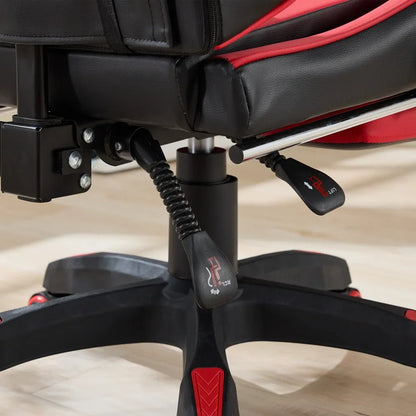 360 ° - Swivel Ergonomic Racing Design Gaming Chair Leather, Headrest and Lumbar Support for Office and Gaming - Black&Red