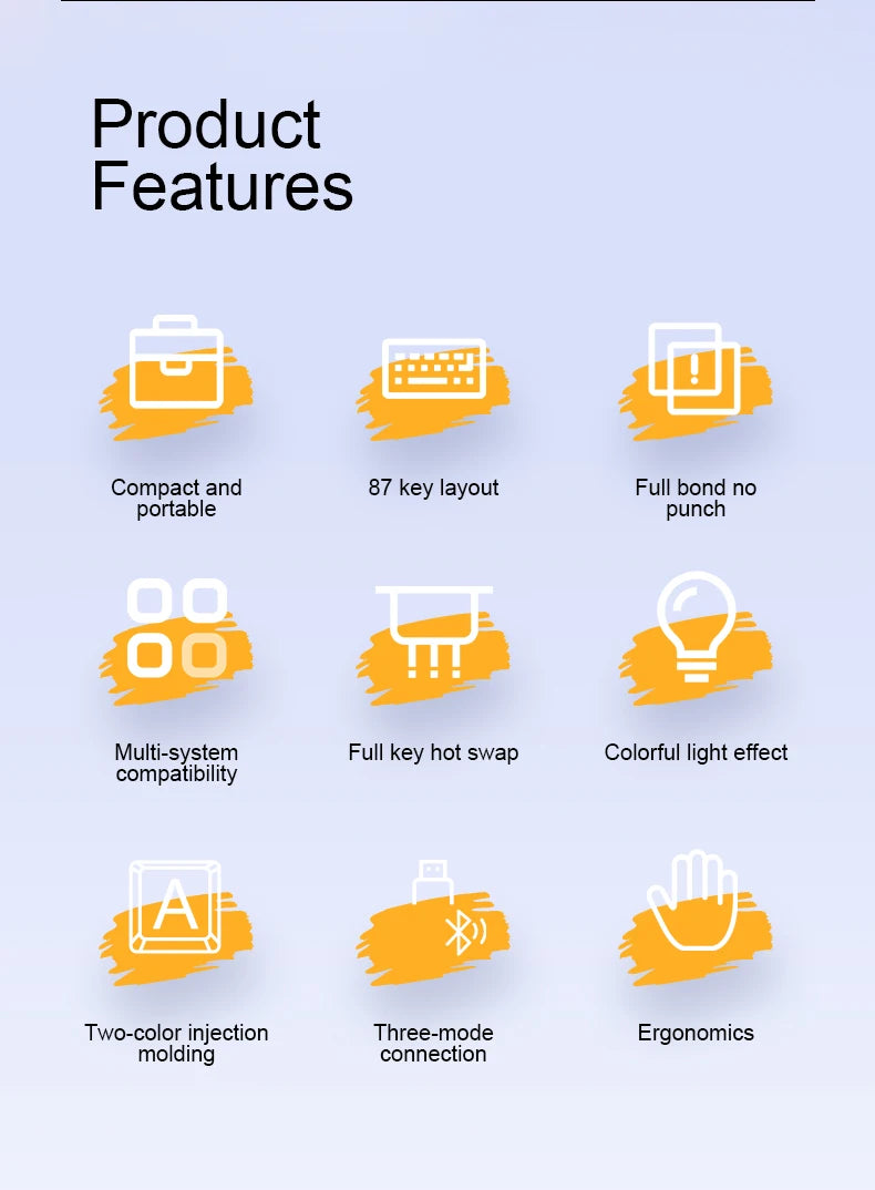 SMAILWOLF MK87 Bluetooth wireless mechanical keyboard E-sports game full key hot plug custom keyboard