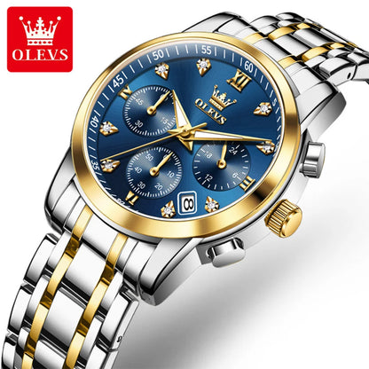 Orologio da donna OLEVS, marchio di lusso, al quarzo, impermeabile, luminescente, con datario, cronografo, bracciale, orologio elegante con diamanti.