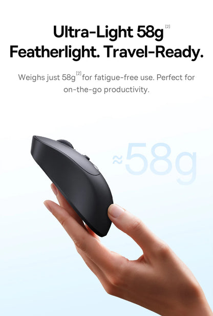 【NEW】Baseus EM2 Ergonomic Wireless Mouse Bluetooth 5.3 2.4G Type-C Charging Ultra Light Silent Mice Customizable Button Mouse