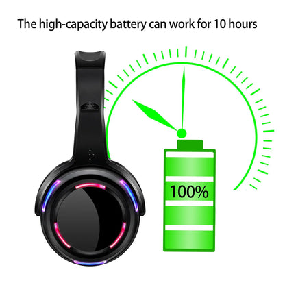 Professional Led Flashing Light Silent Disco Wireless Headphones- RF Wireless Headset for Quiet Party DJ Clubbing Party