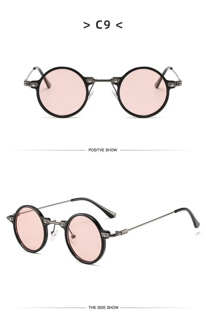 Runde Sonnenbrillen für Männer und Frauen, Retro-Steampunk-Sonnenbrillen, Herren- und Damenbrillen, Marken-Designerbrillen, Metallrahmen, Sonnenbrillen, Oculos De Sol