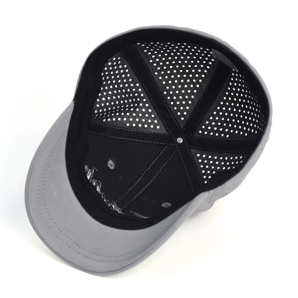 Mesh Short Brim Back Closed Baseball Cap Men Women Breathable Snapback Hats Fitted Dad Hat Adjustable Solid Trucker Style