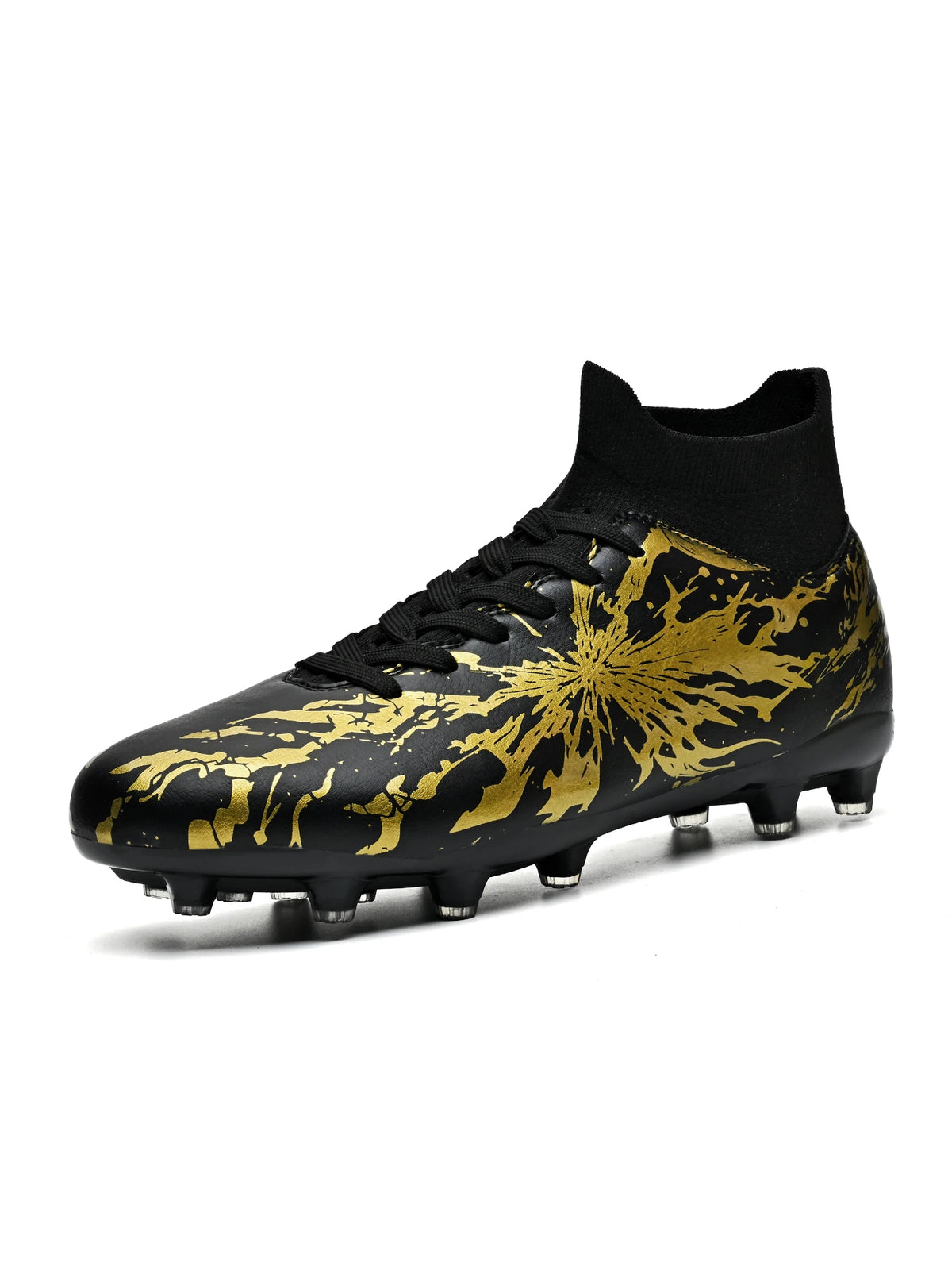 Chaussures de football AG FG pour hommes, tige en PU souple, structure de crampons renforcée, pour adultes, pour les matchs et entraînements de football en plein air sur pelouse.